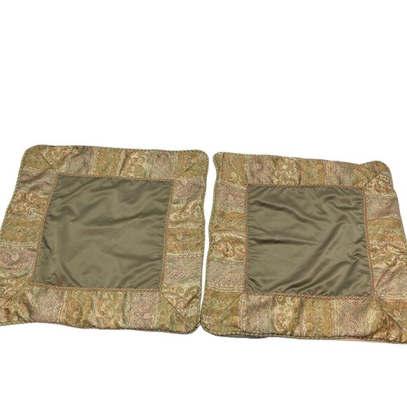 Croscill Home‎ Euro Pillow Shams Green Gold Paisley Pattern Set Of 2 Classic - Picture 2 of 12
